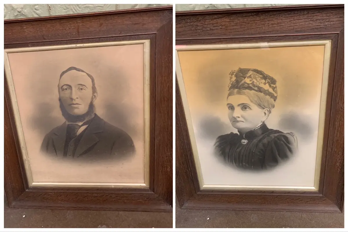 Pair Of Oak Framed 19Th Century Ancestor Prints 1