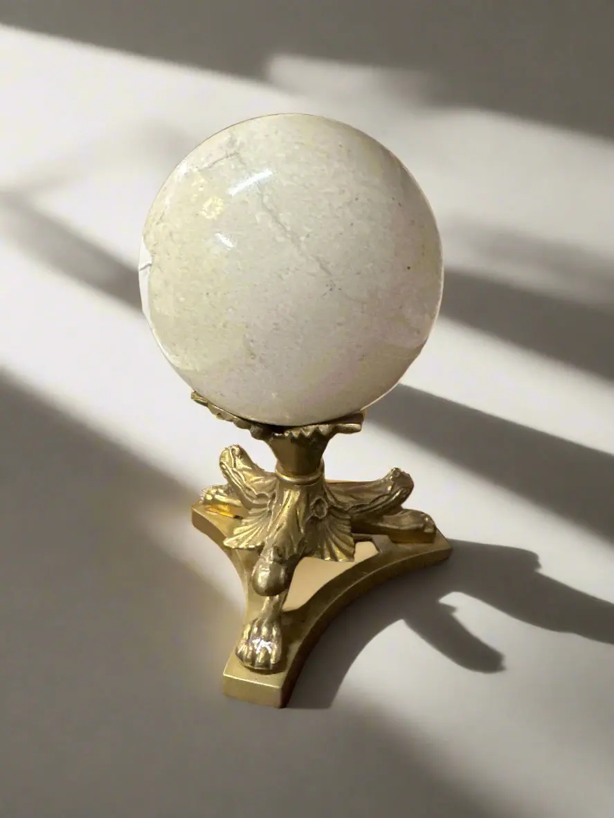 Marble Sphere On Brass Stand 1
