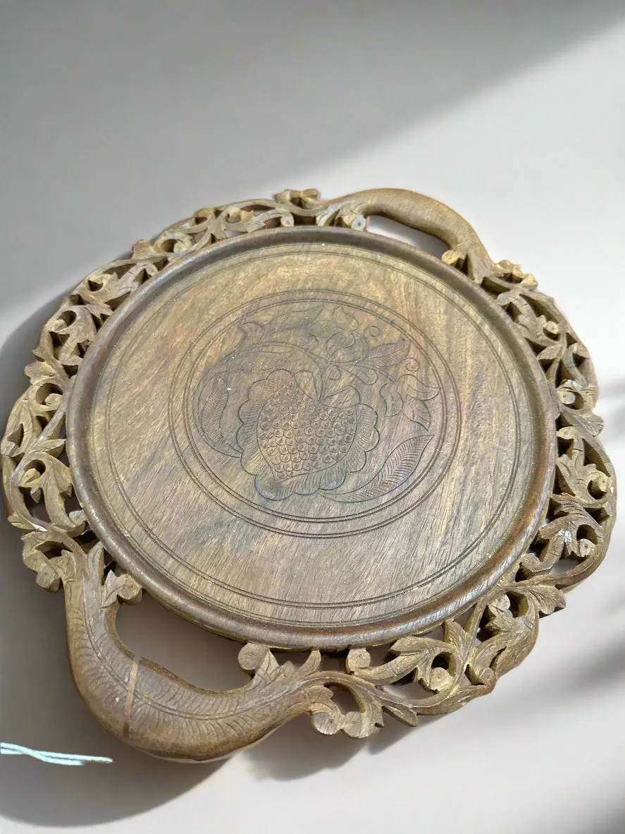 Vintage Hand Carved Wooden Tray 1