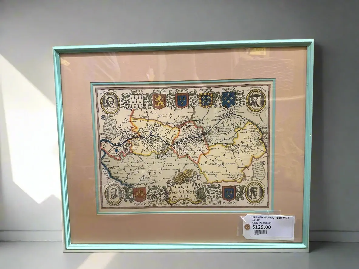 Framed Map-Carte De Vins Loire 1