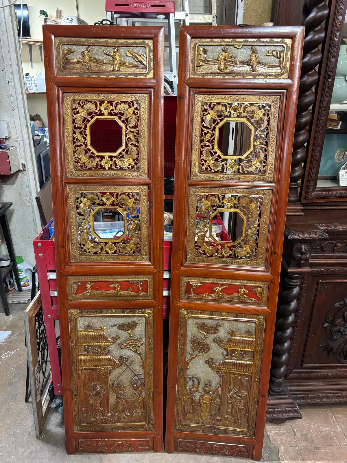 Pair Of Japanese Gilt Carved Panels 1
