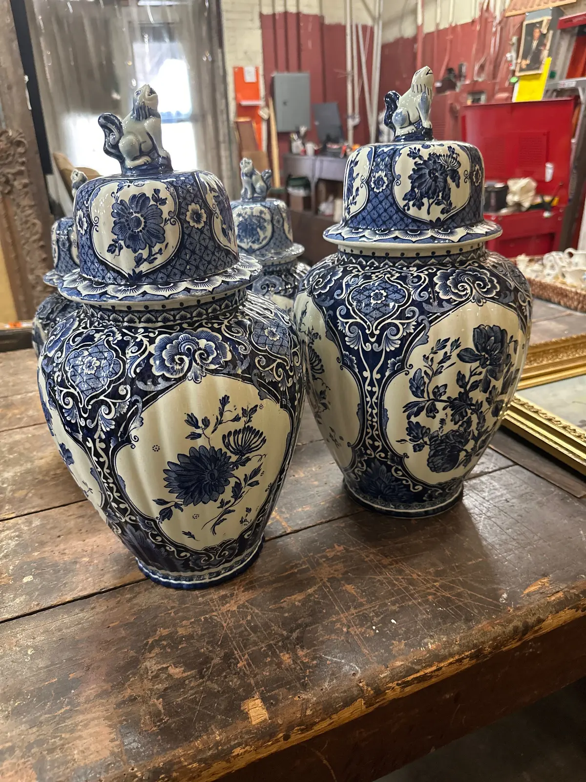 Pair Of Largest Delft Ginger Jars 1