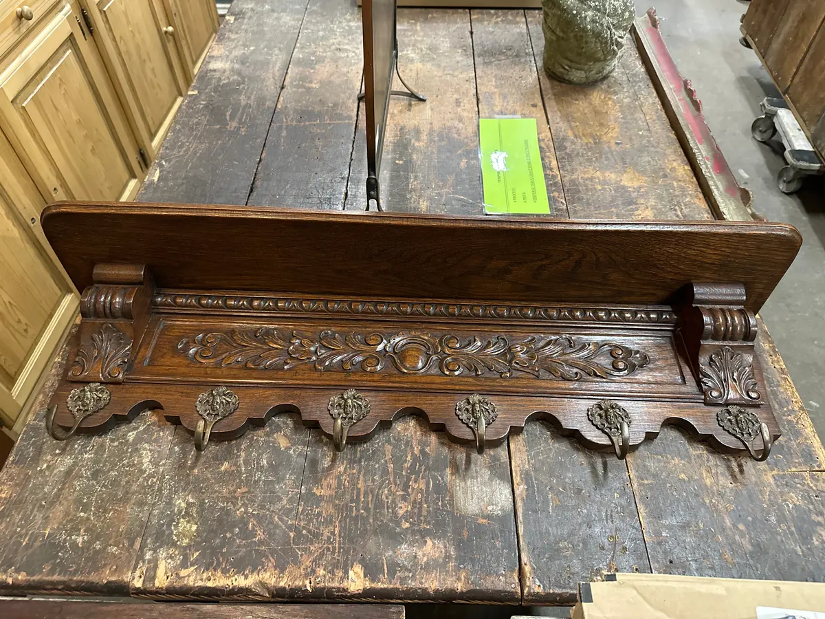 Small Carved Dark Oak Wall Shelf With Egg And Dart Molding 1
