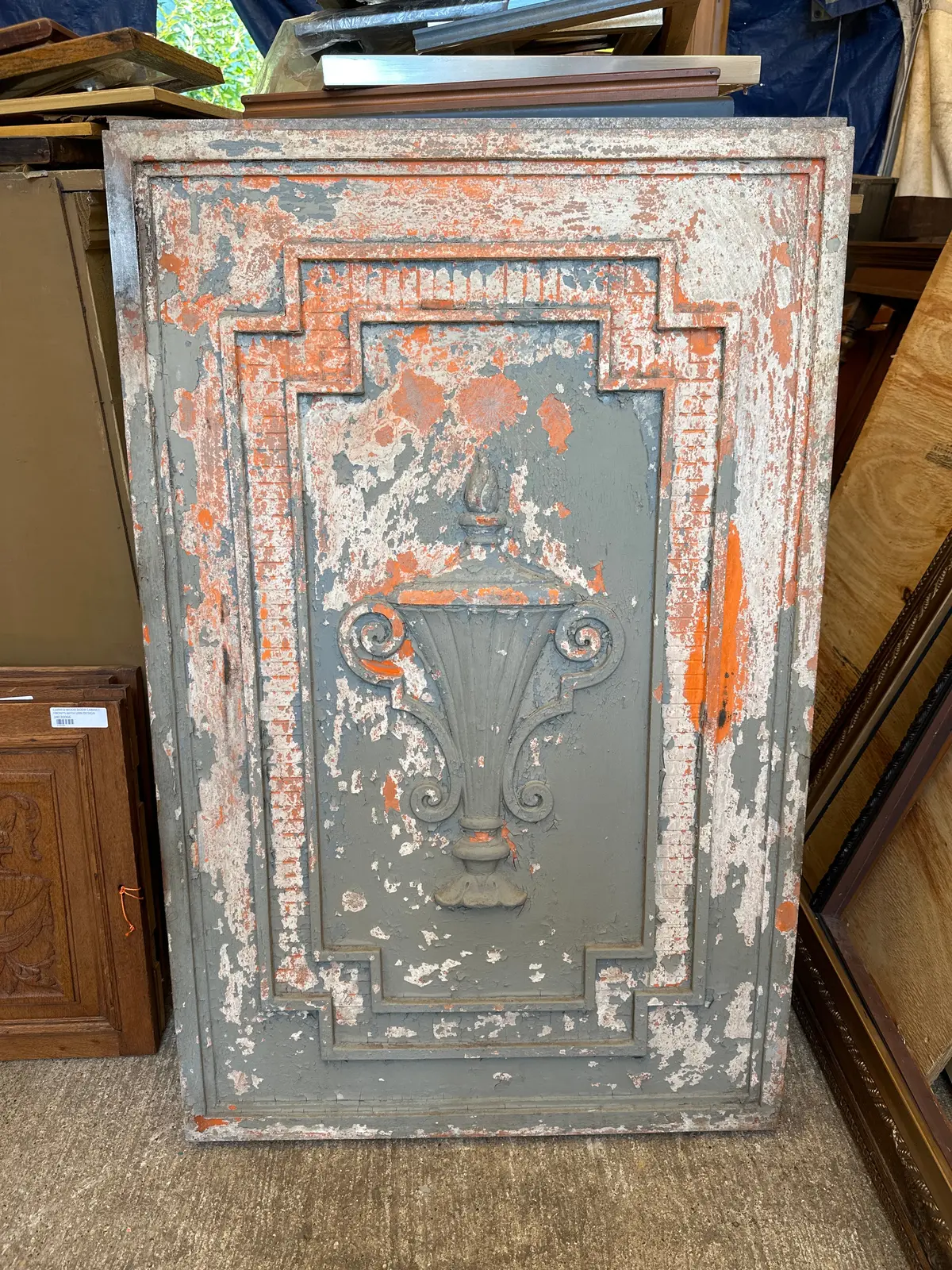 Pair Vintage Cast Aluminum Panels With Urn Motif 1