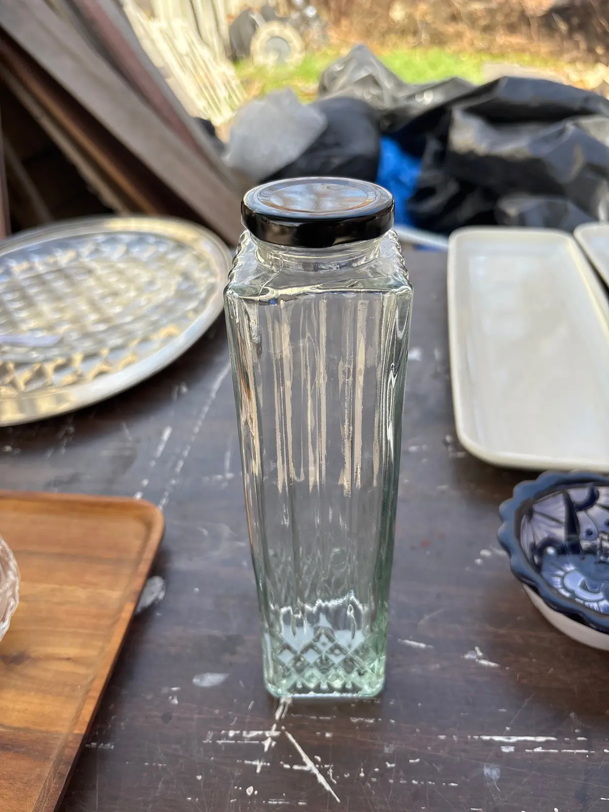 Slender Glass Jar With Black Top 1