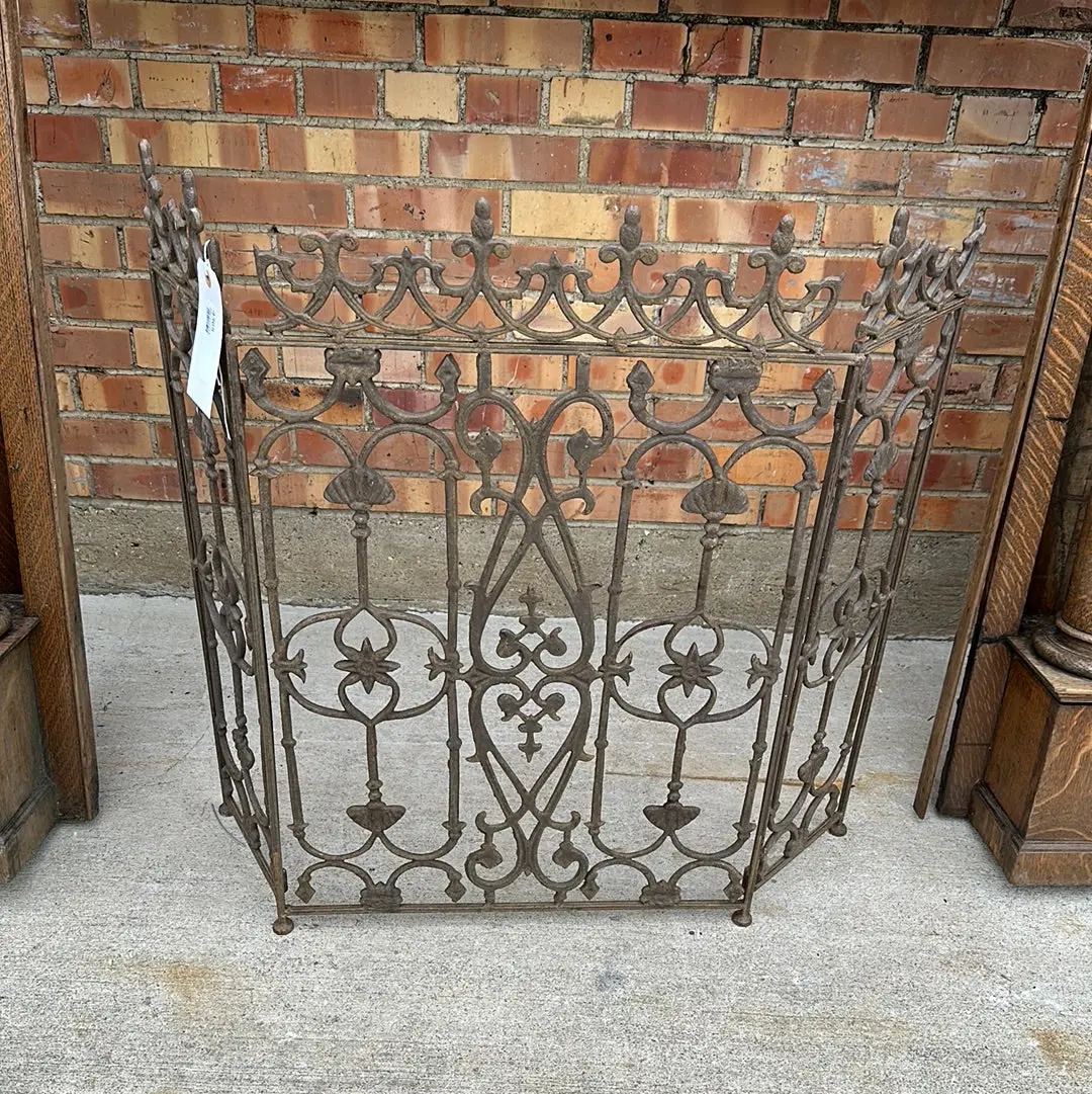 Small Ornate Cast Iron Fire Screen 1