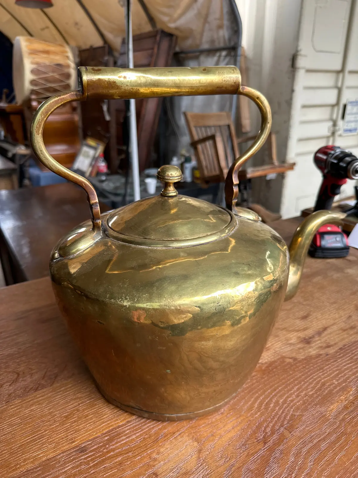 Hand Made Large Brass Tea Kettle 1