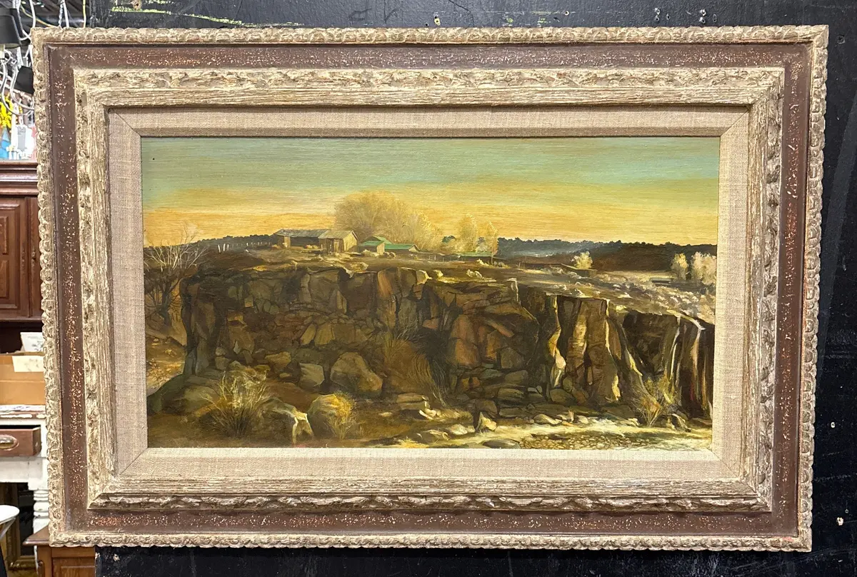 Framed Landscape Oil Painting Of Cliffs - Signed Jackson Hensley 1