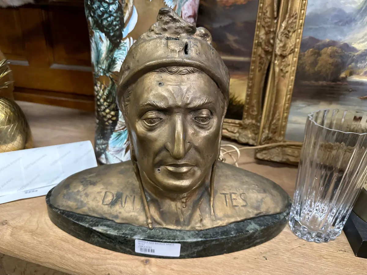 Marble And Bronze Dante Bust 1