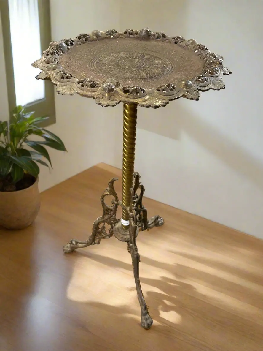 Tripod Brass And Iron  Ornate Pedestal 1