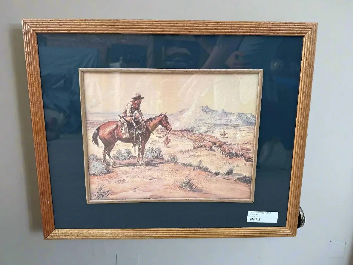 Framed Donald T Print Cowboys 1