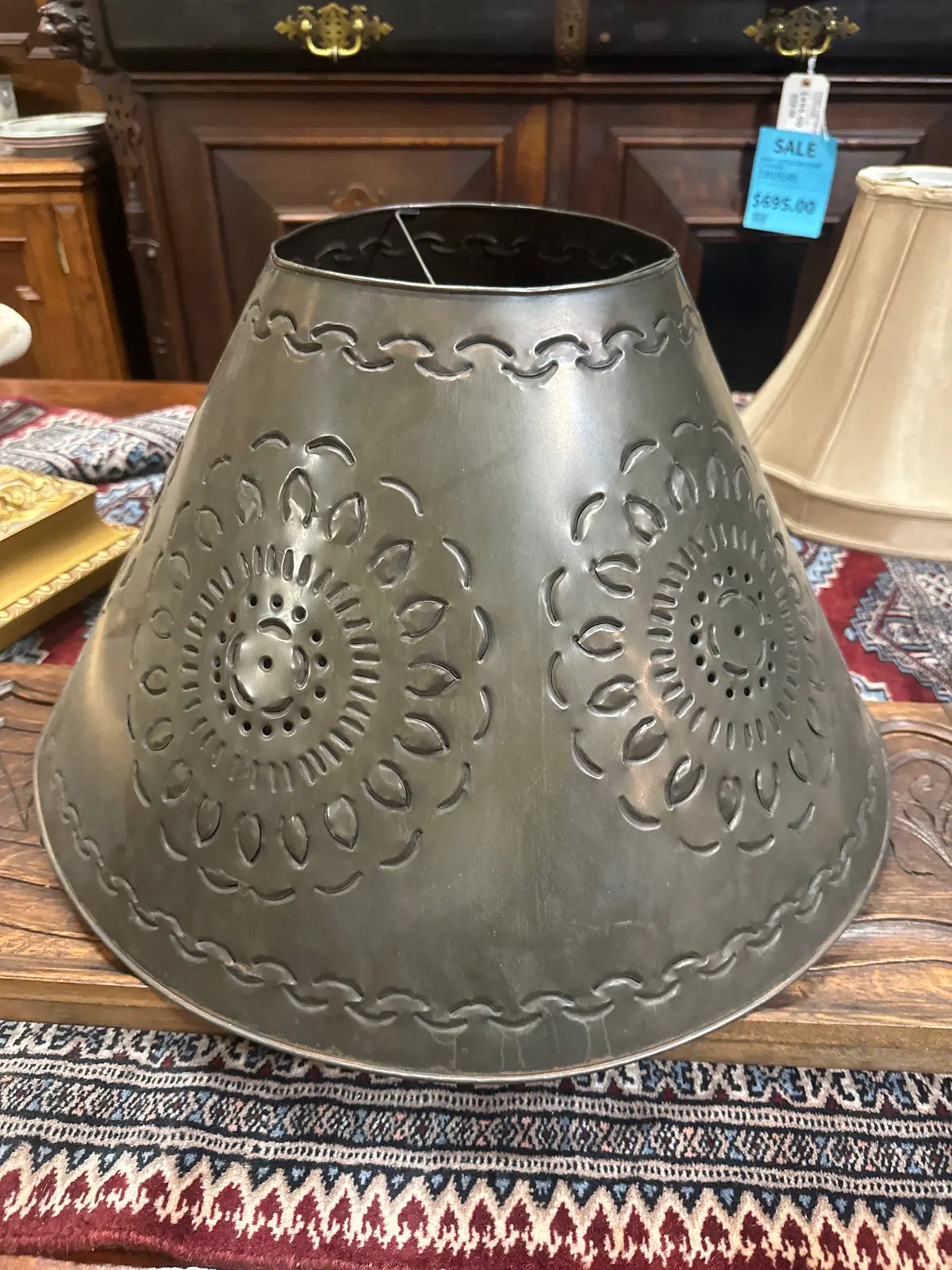 Large Floral Pierced Metal Shade 1