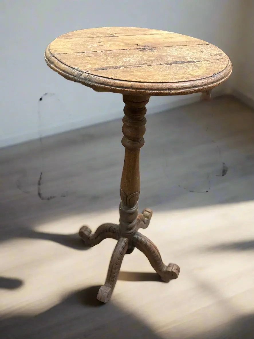 Small Colonial Teak Pedestal Table As Found 1