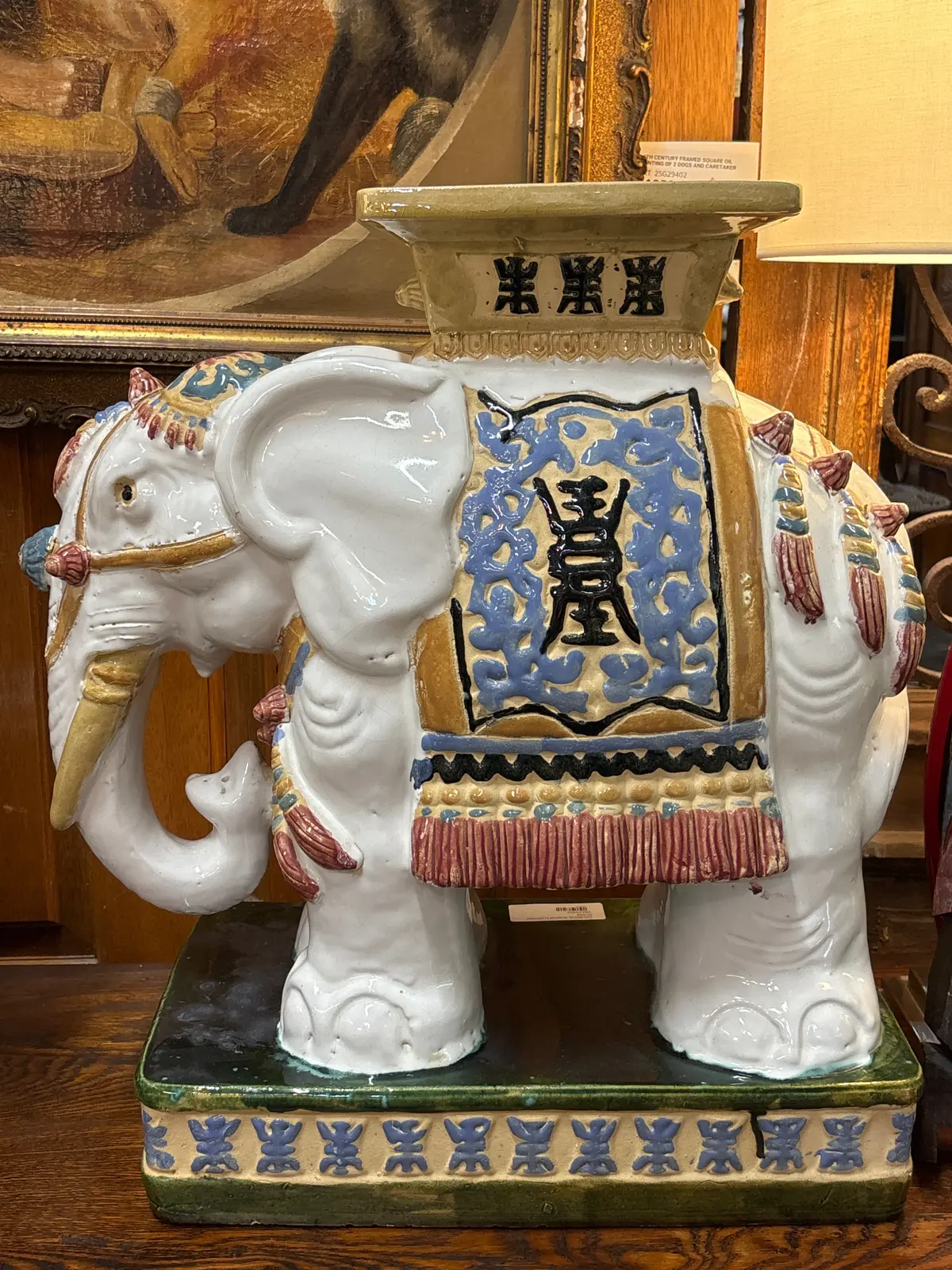 Colorful Vintage Ceramic Glazed Elephant Stand 1