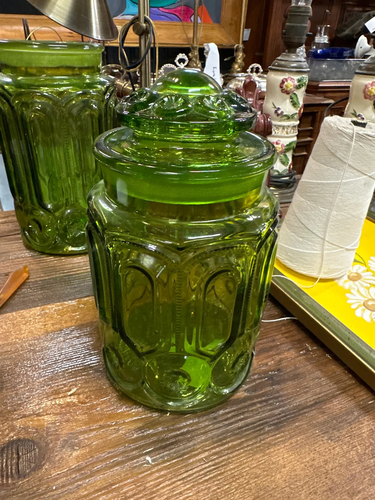 Small Green Glass Jar With Lid 1
