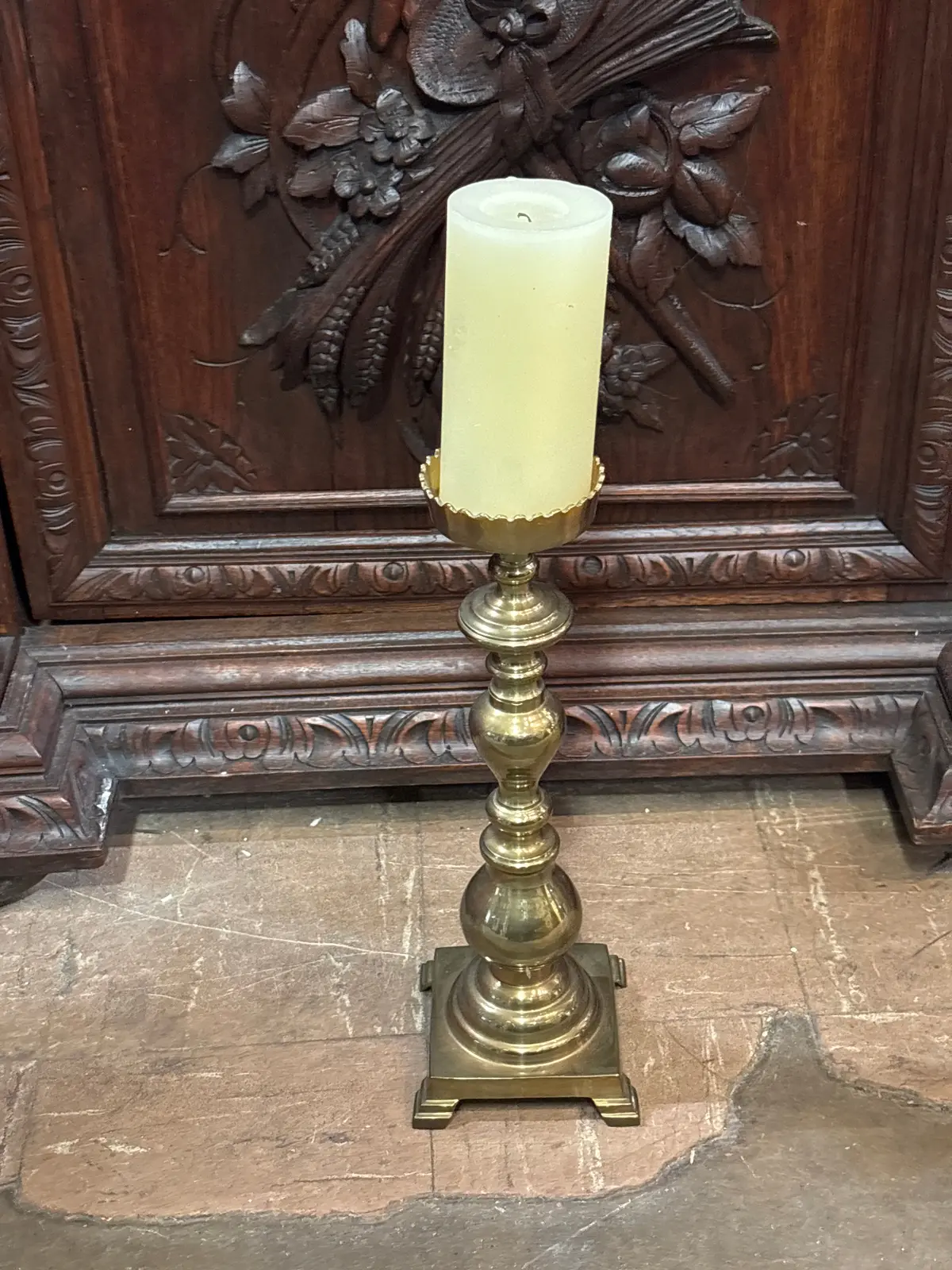 Large Footed Brass Candle Stick 1