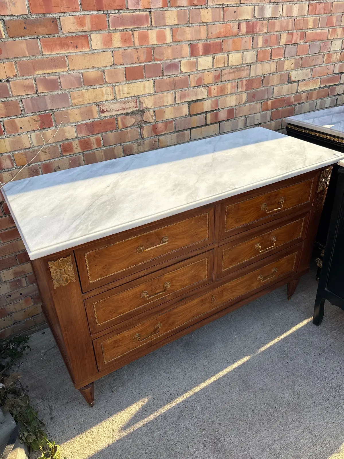 Marble Top Ormolu Trimmed Mahogany Commode 1
