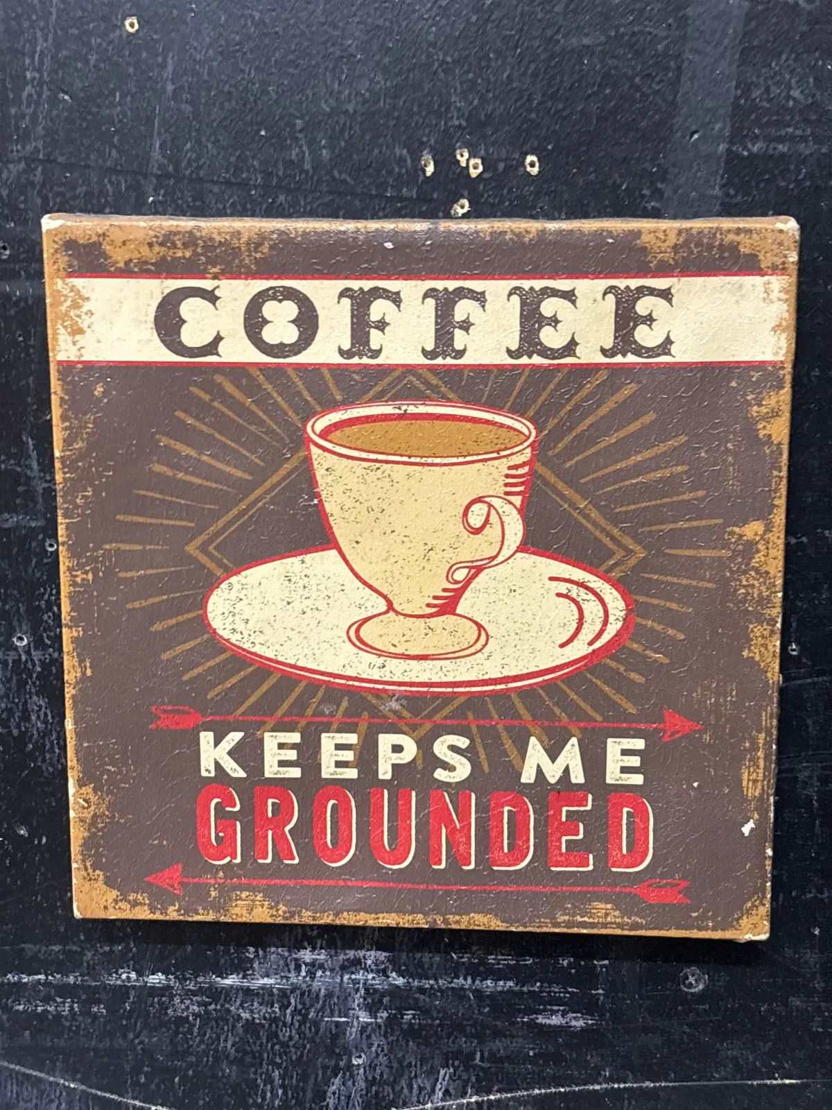 Black Print Of Coffee "Coffee Keeps Me Grounded" 1