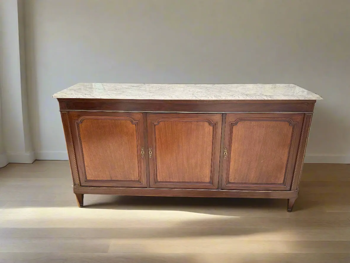 Louis Xvi White Marble Top Sideboard With No Drawers 1