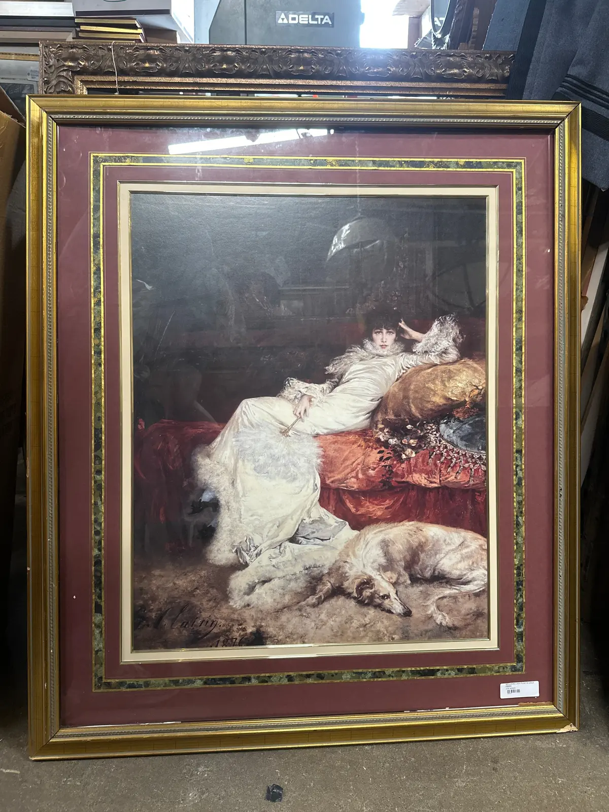 Reclining Lady Print In Gold Frame 1
