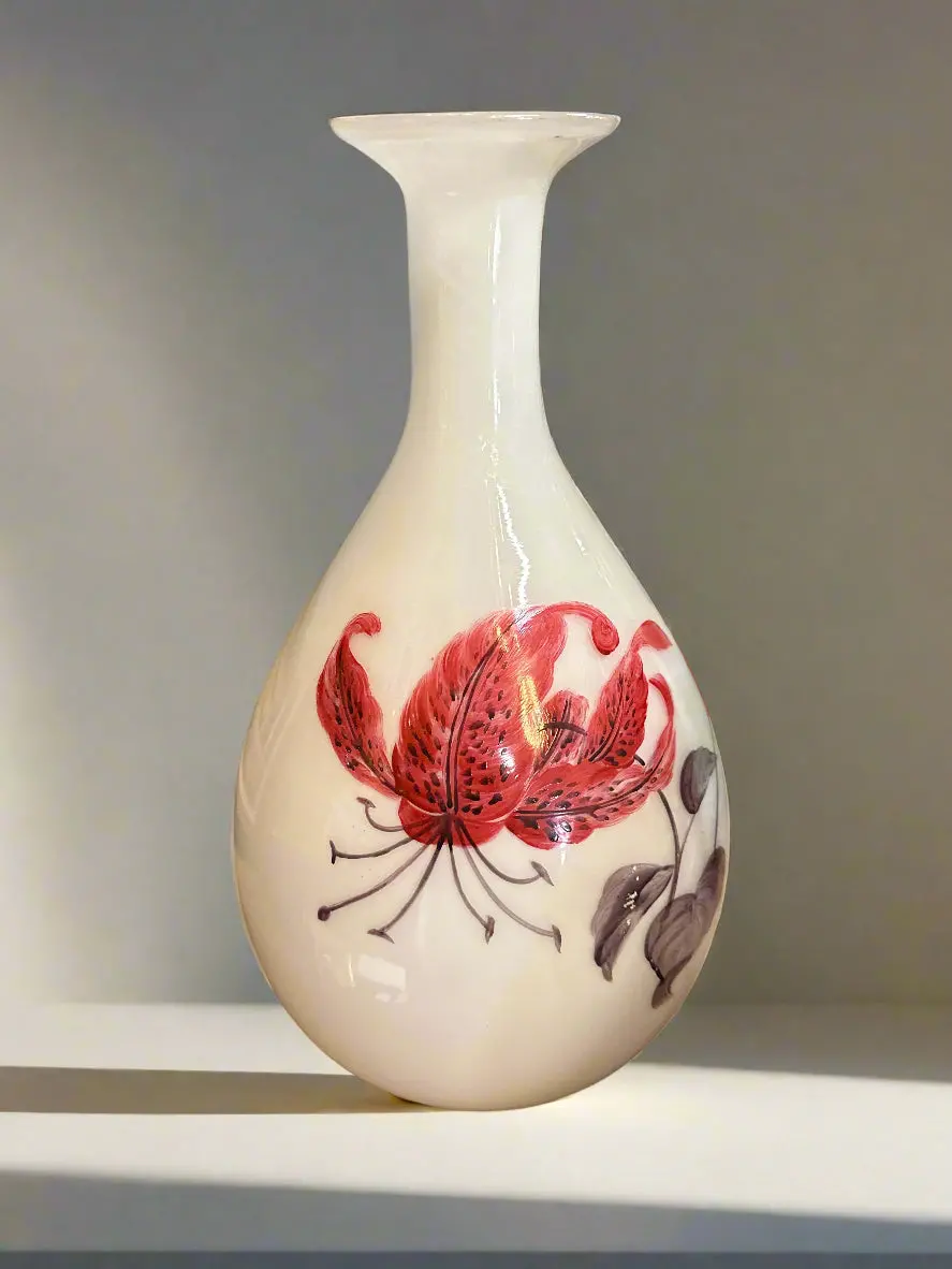 Tall White Vase With Flowers 1