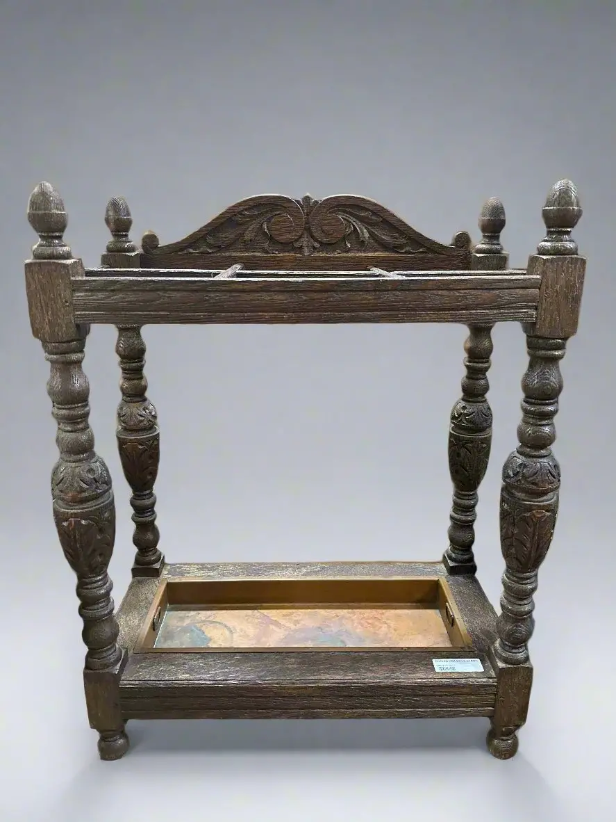Carved Oak Stick Stand 1