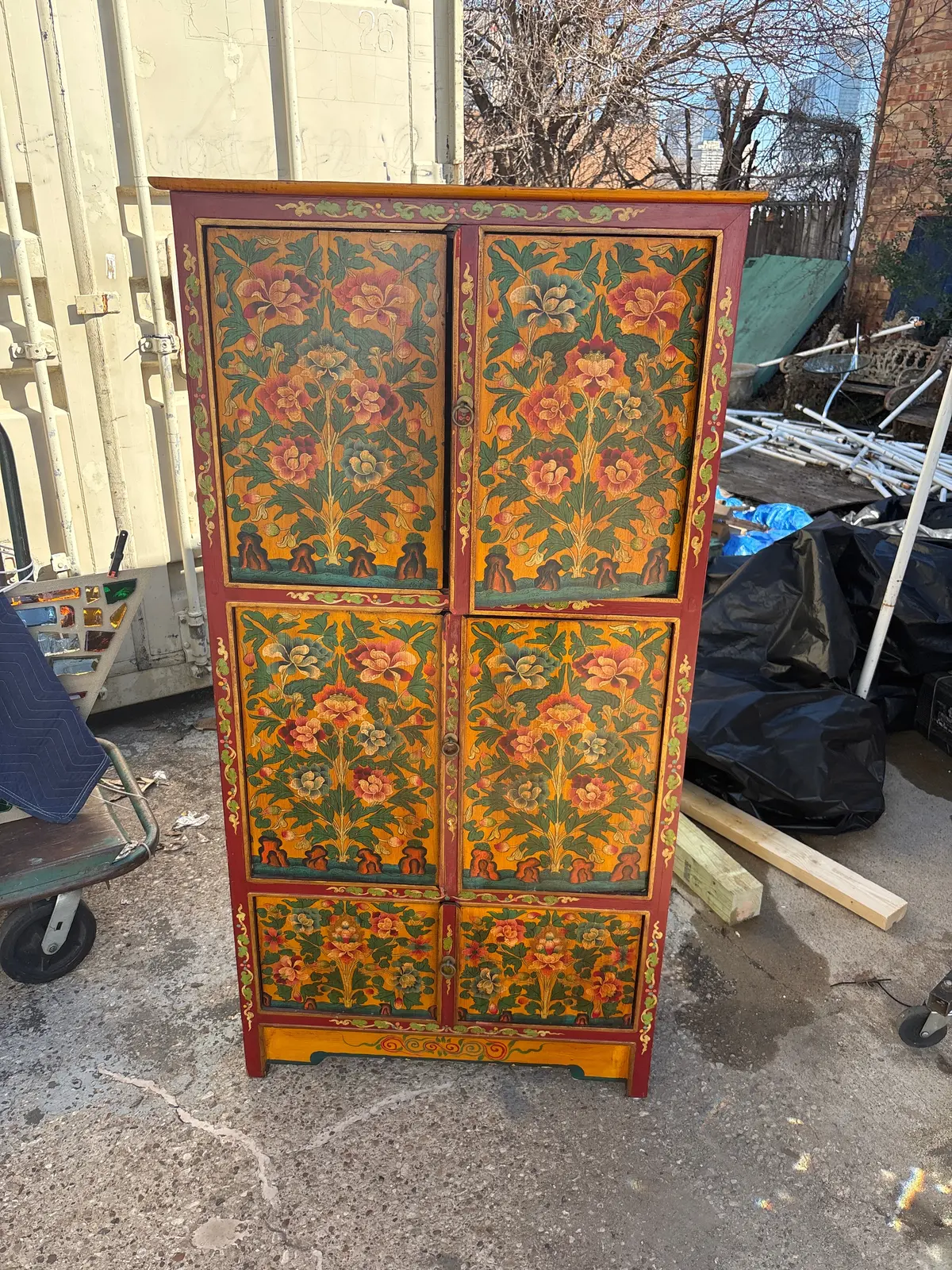 Tibetan 6 Door Painted Cabinet 1