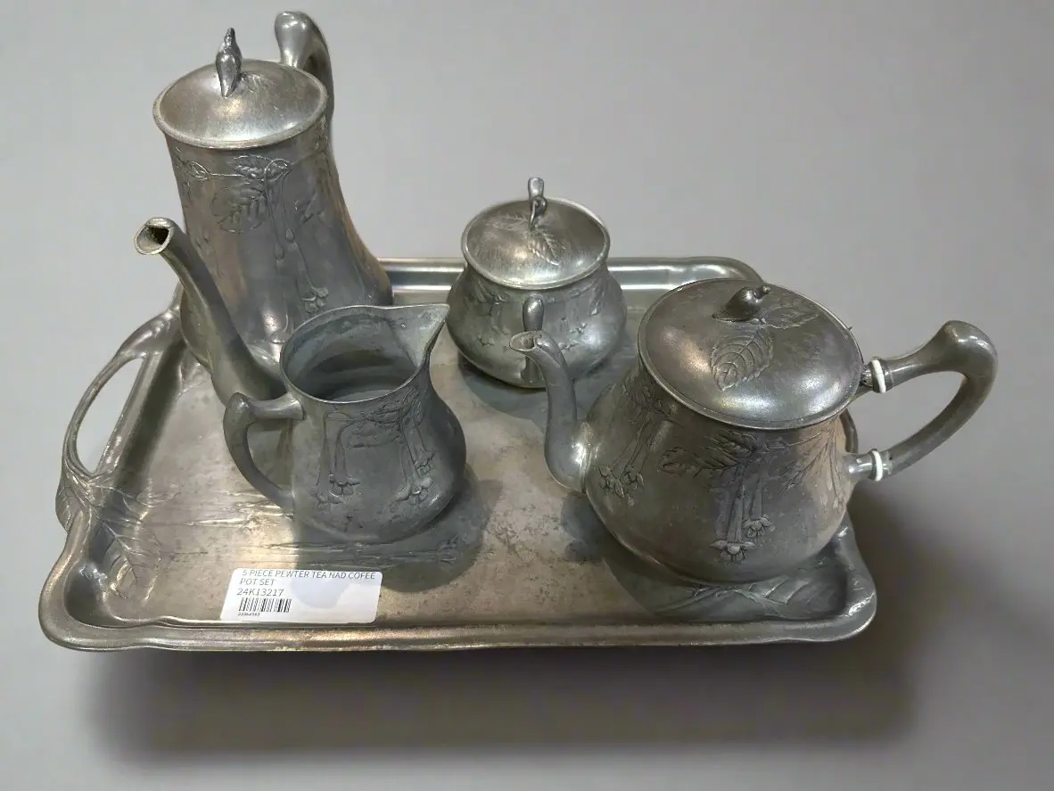 5 Piece Pewter Tea Nad Cofee Pot Set 1