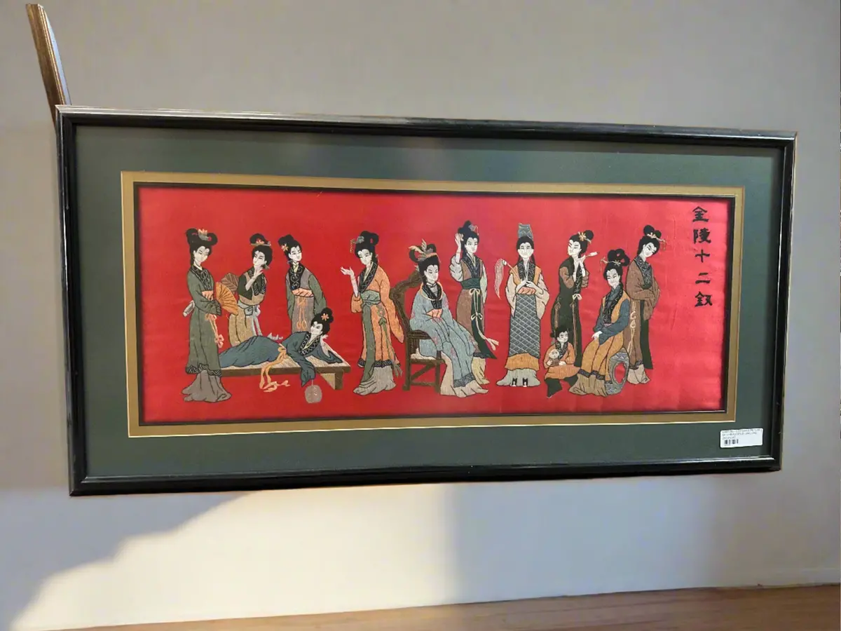 Embroidered Framed Picture Of 12 Beauties Of Jing Ling 1