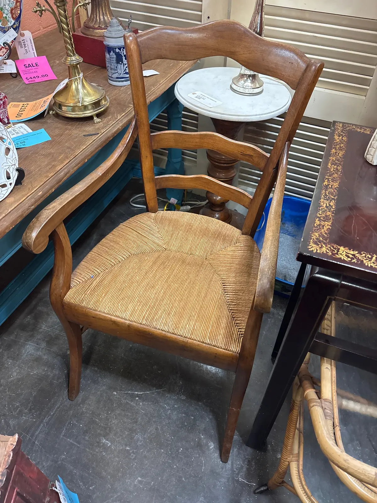Louis Xv Rush Seat Arm Chair 1