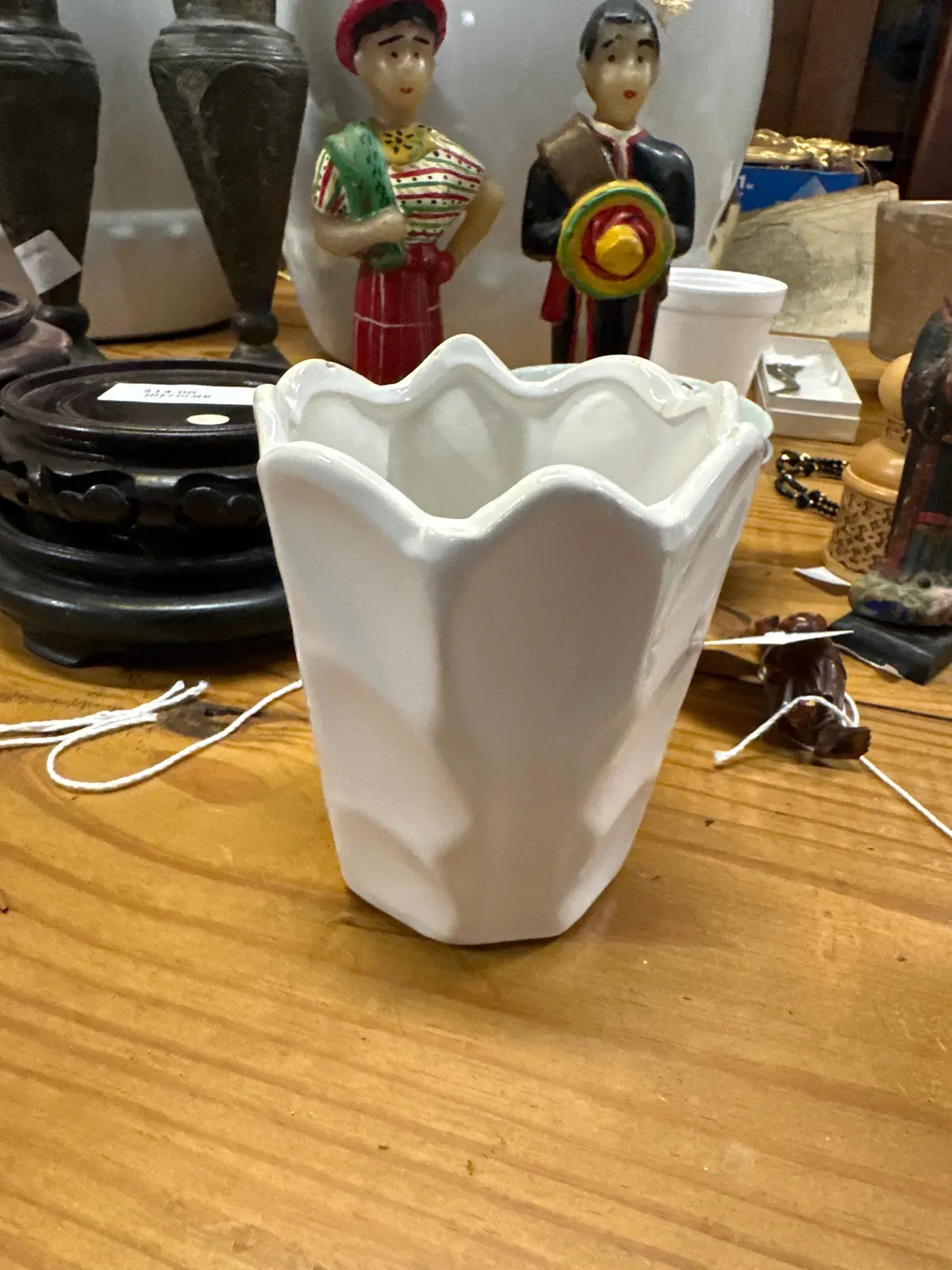 White Small Planter Dimpled 1