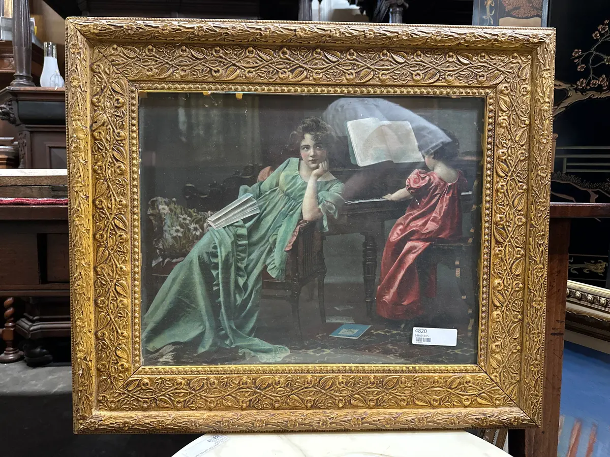 Framed Print Of Elegant Ladies With Ornate Frame 1