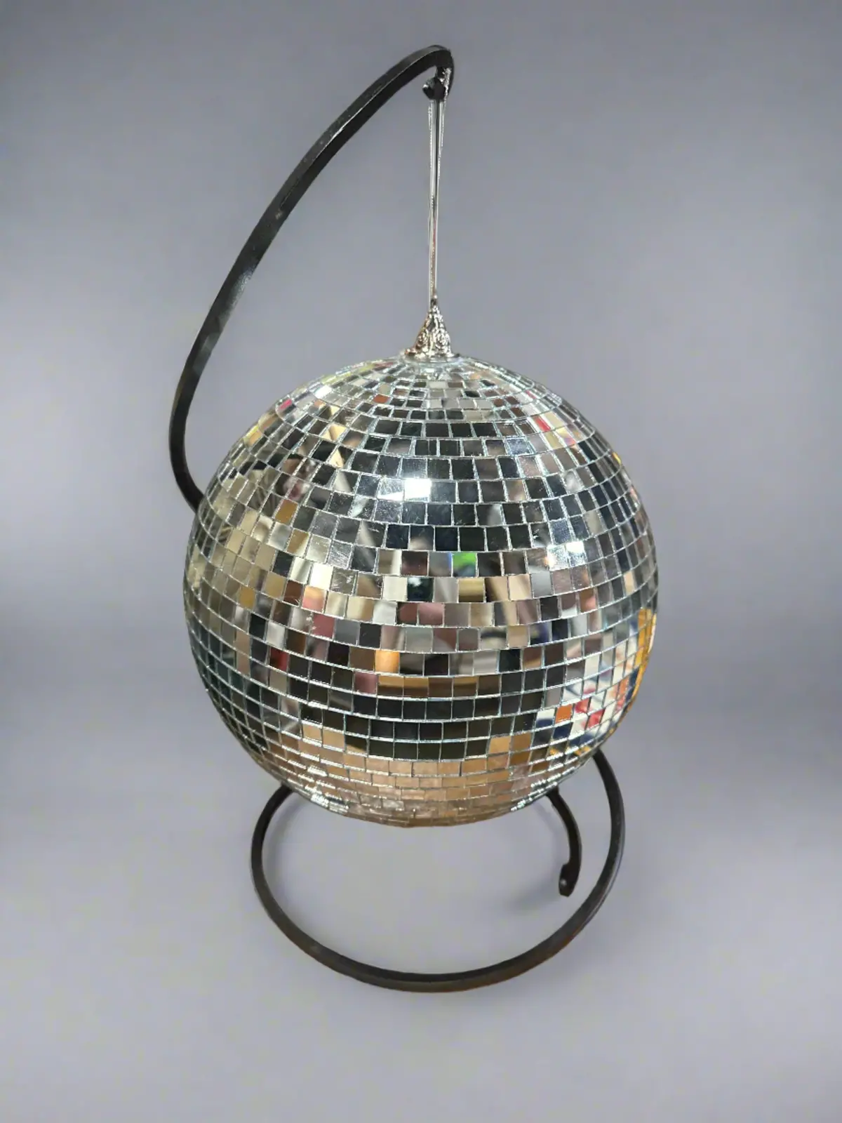 Disco Ball On Vintage Wrought Iron Stand 1