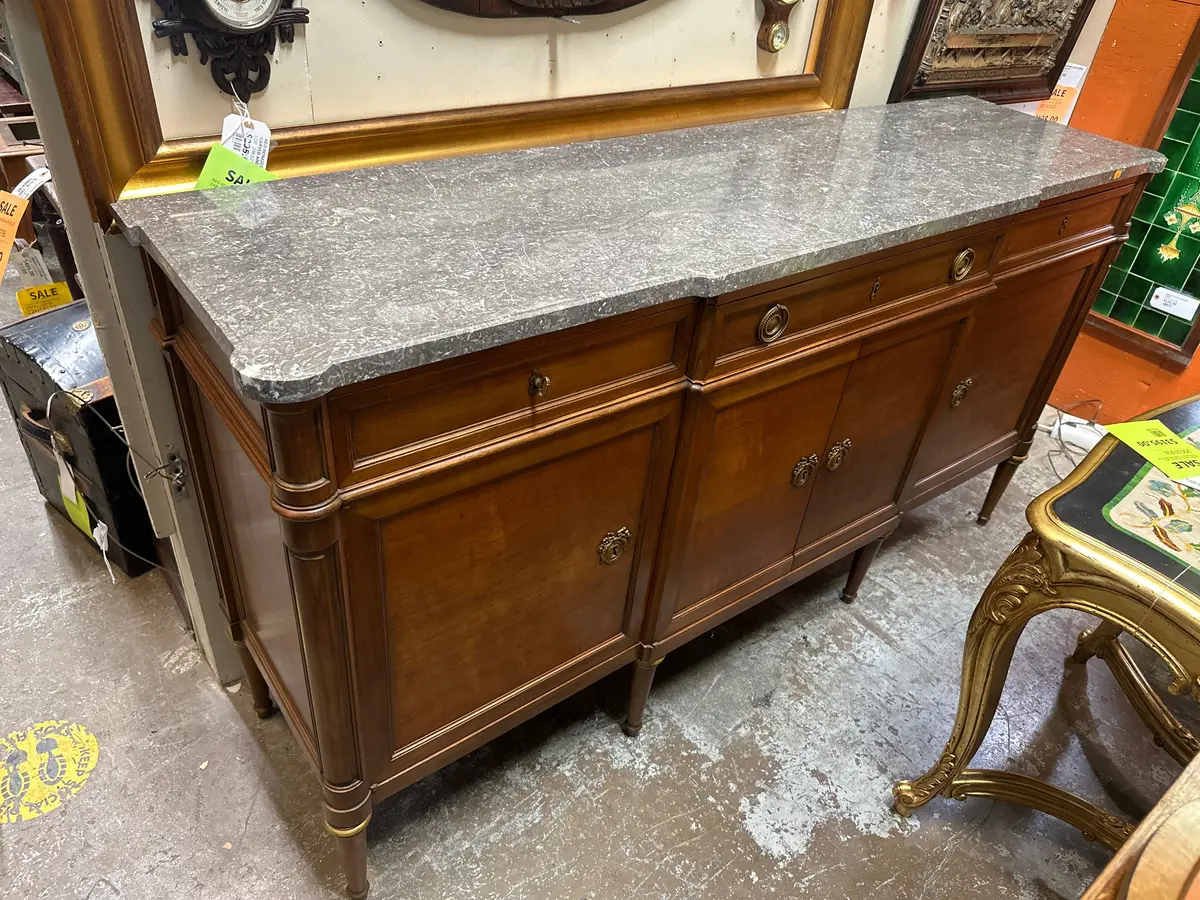 Louis Xvi Marble Top Cherry Server With Drawers 1