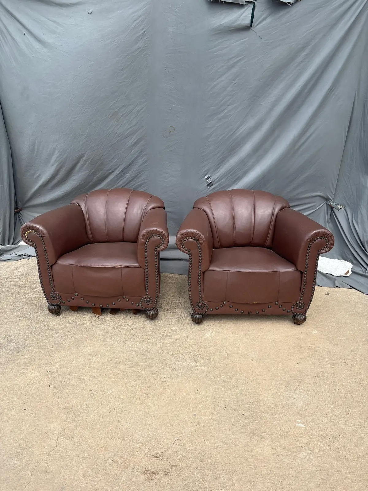 Pair Of Leather Club Chairs 1