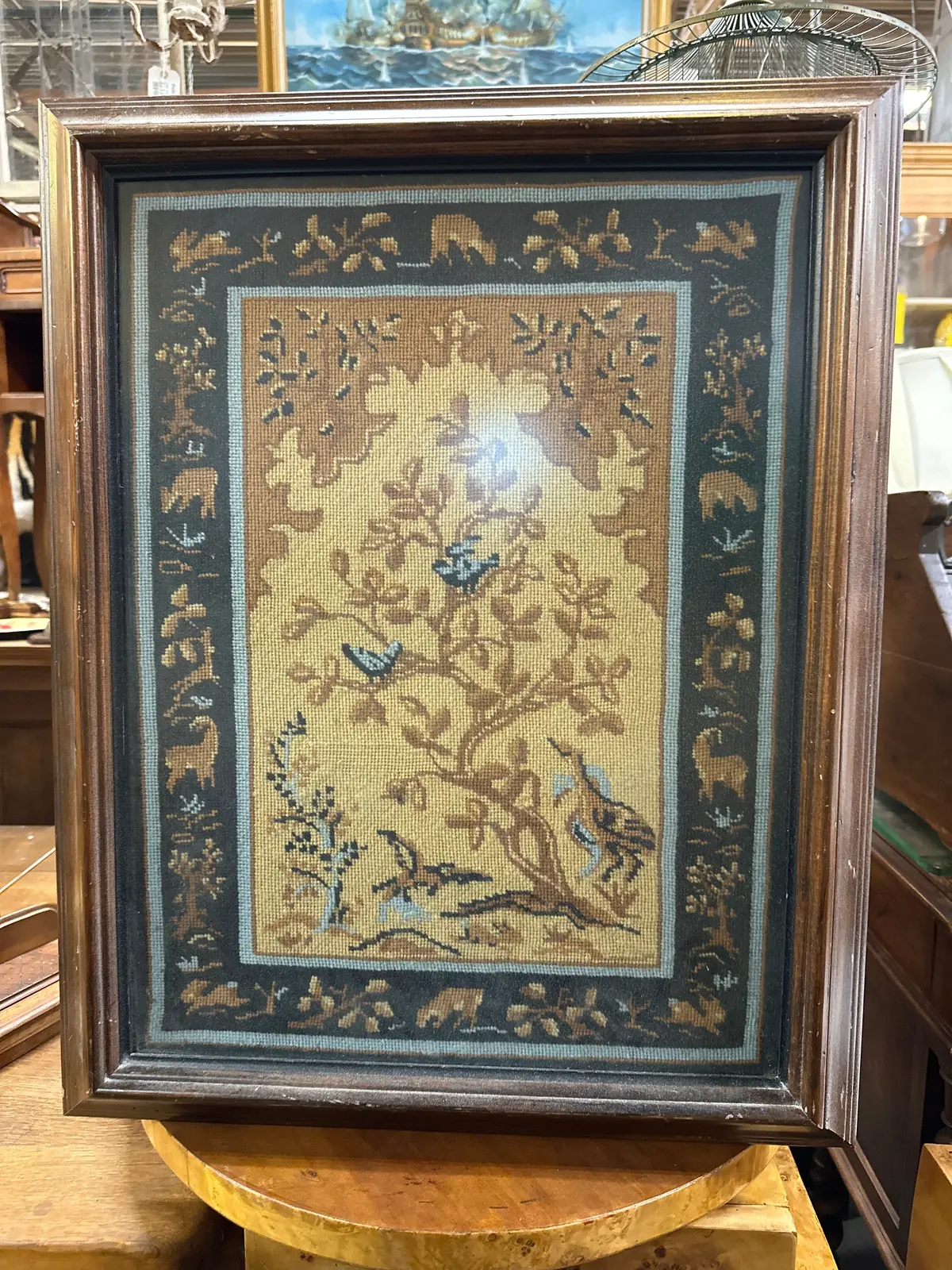 Forest Animals Motif Needlepoint In Frame 1