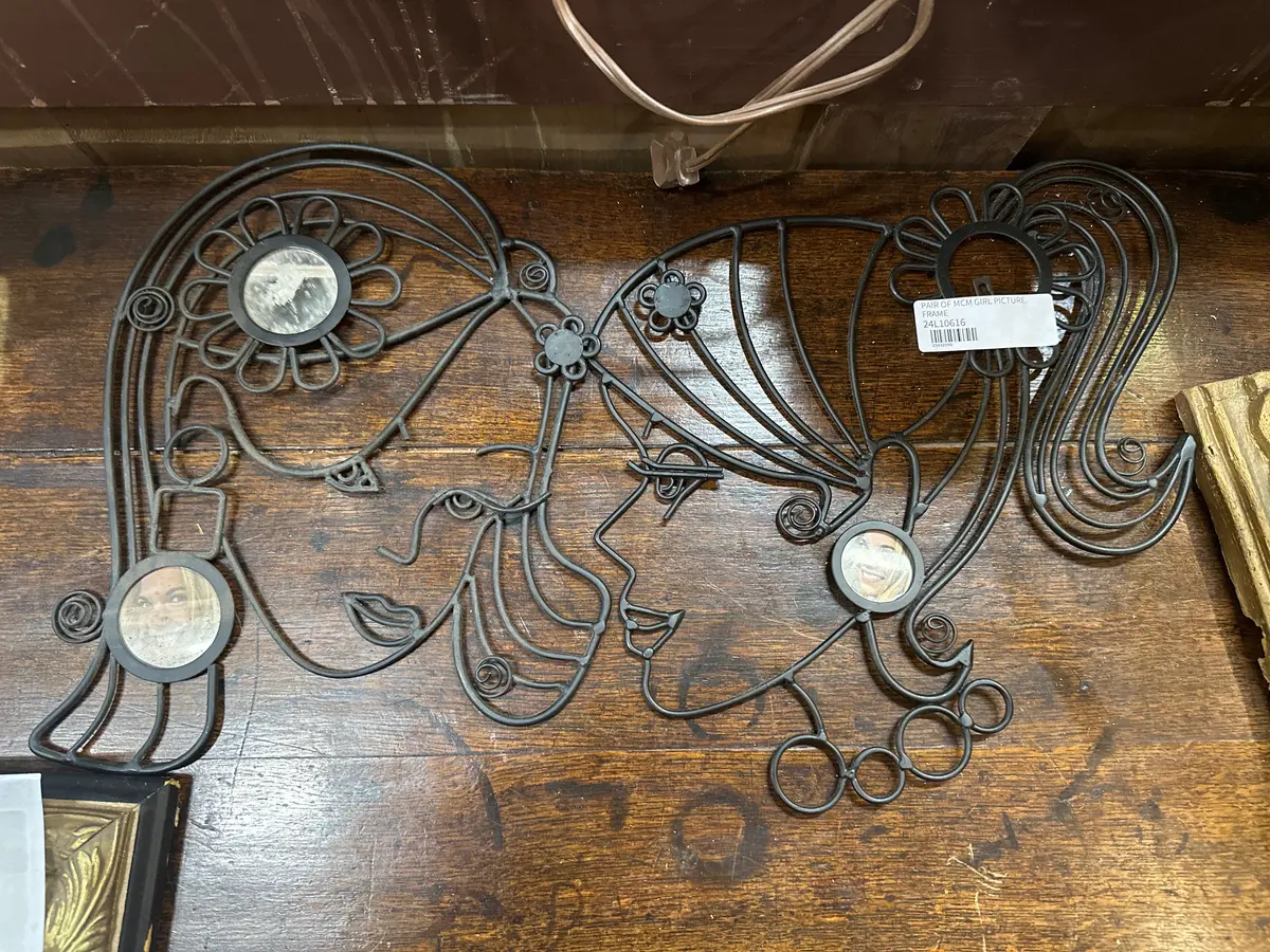 Pair Of Midcentury Iron Girl Silhouette  Picture Frames 1
