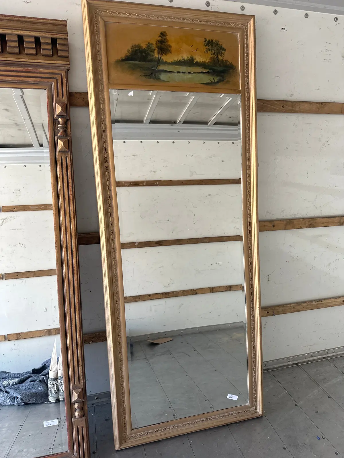 Gilt Framed Beveled Trumeau Mirror 1