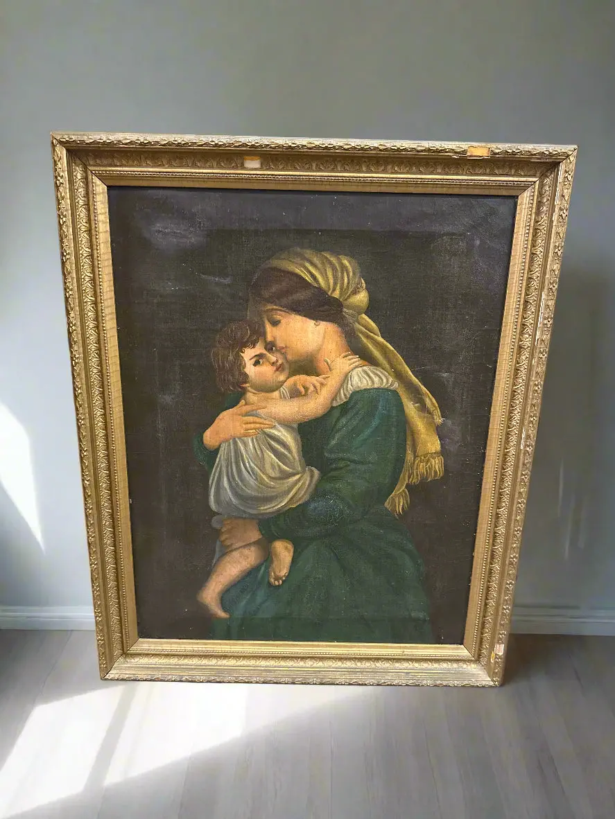 Early 19Th Century Small Madonna And Child Oil Painting 1