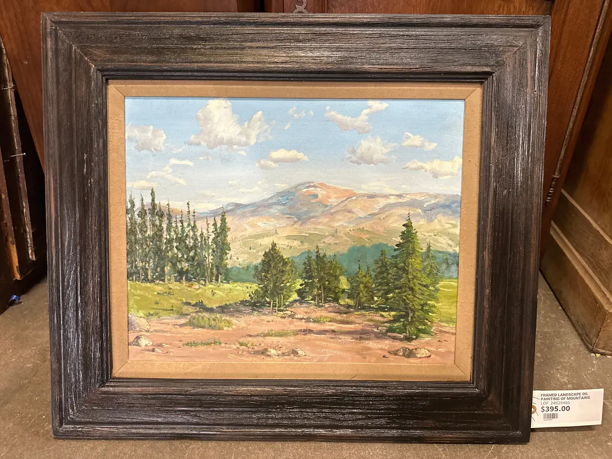 Framed Landscape Oil Painting Of Mountains 1