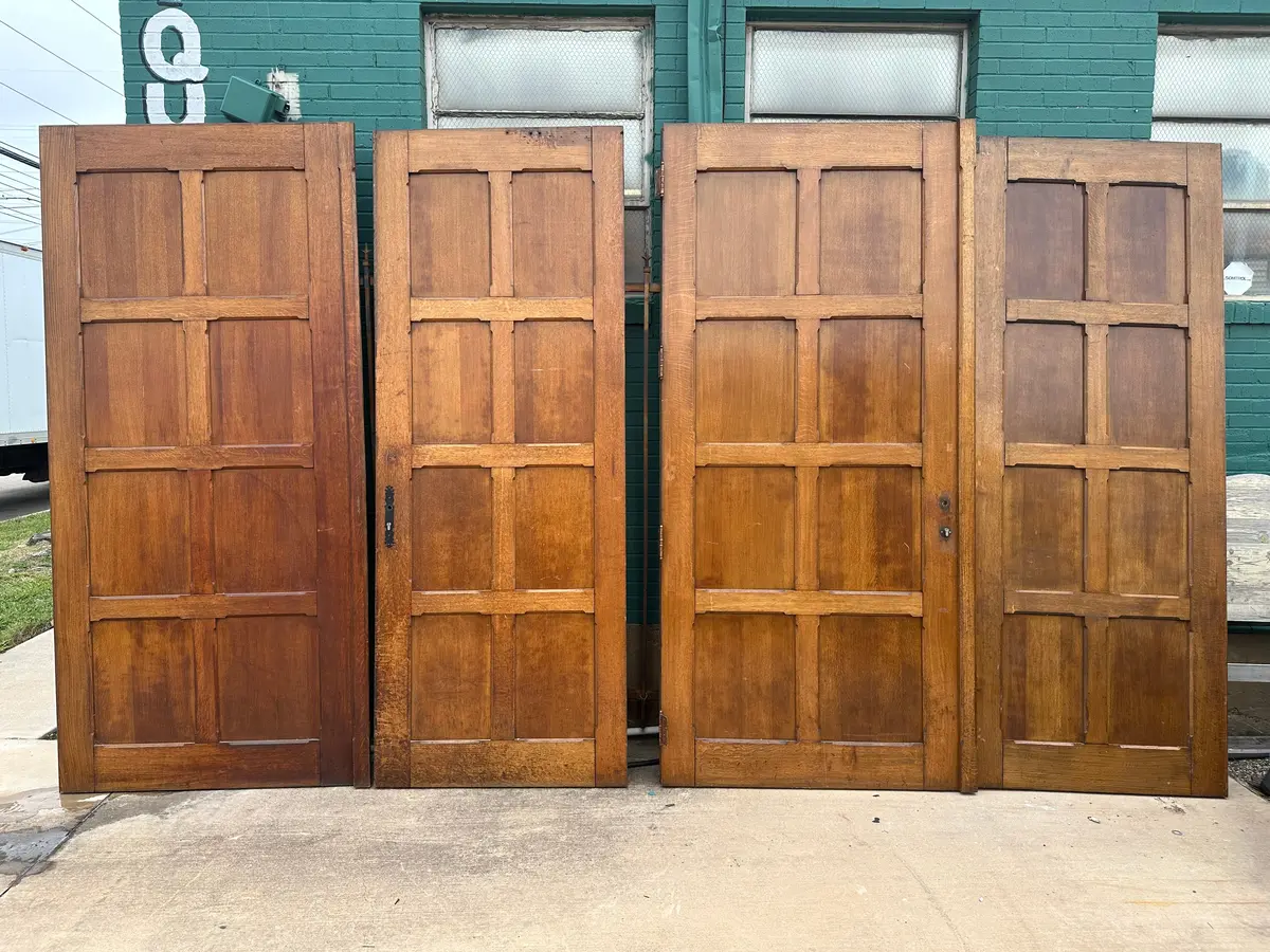 Set Of 4 Large Paneled Oak Doors 1