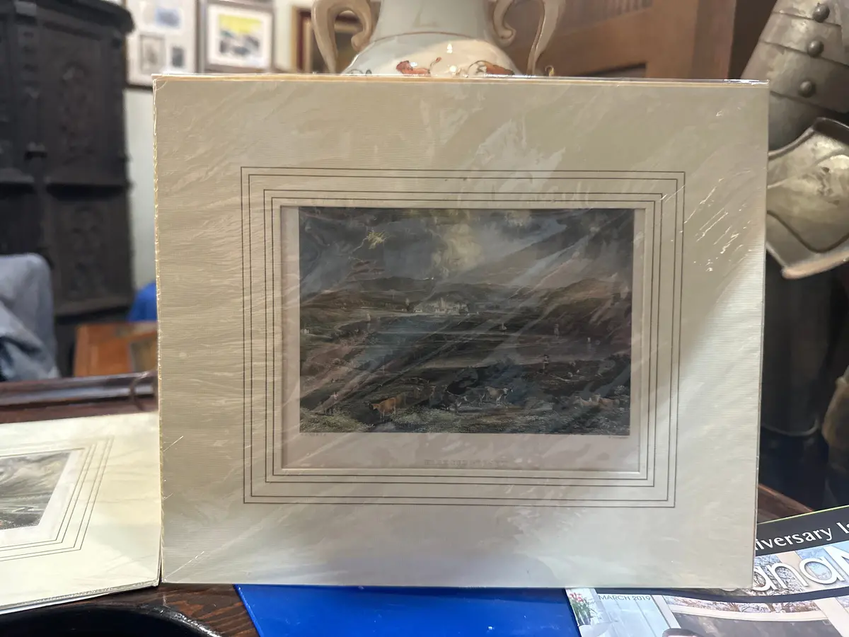 Small Framed Etching With Cattle 1