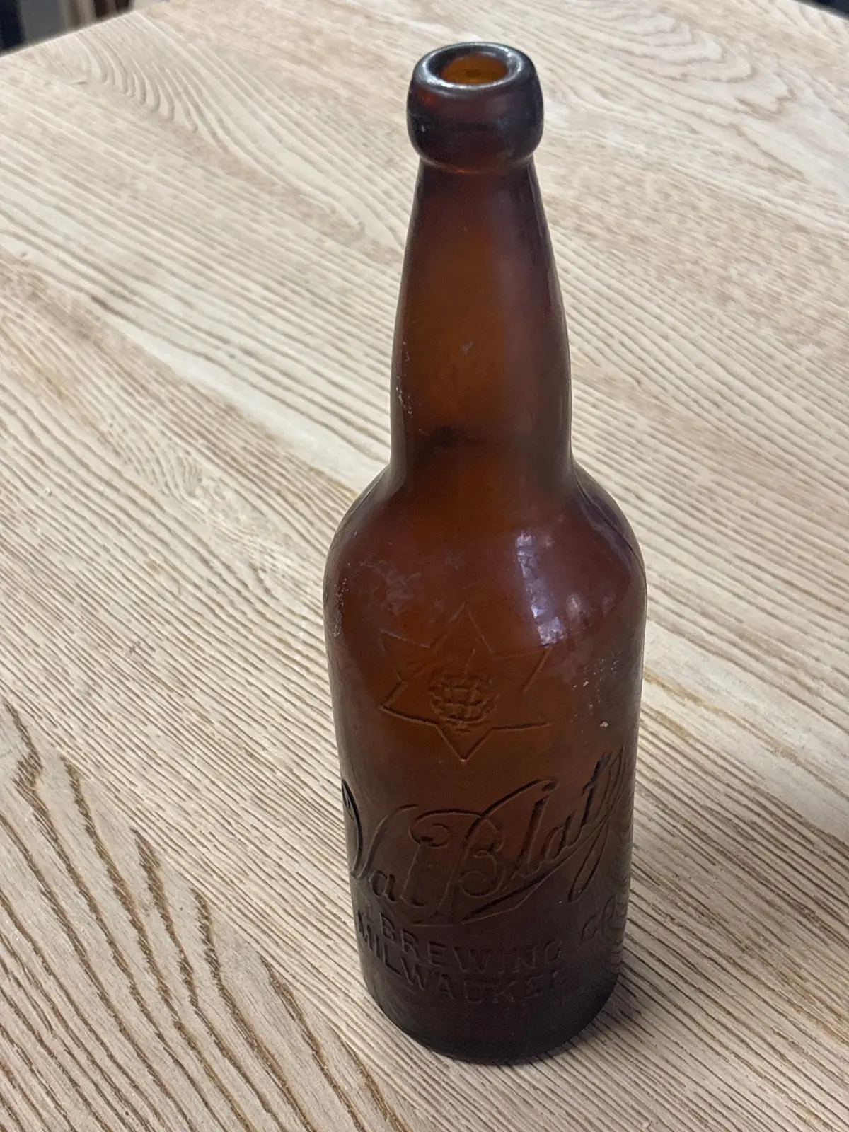 Brown Glass Bottle Val Blatz 1