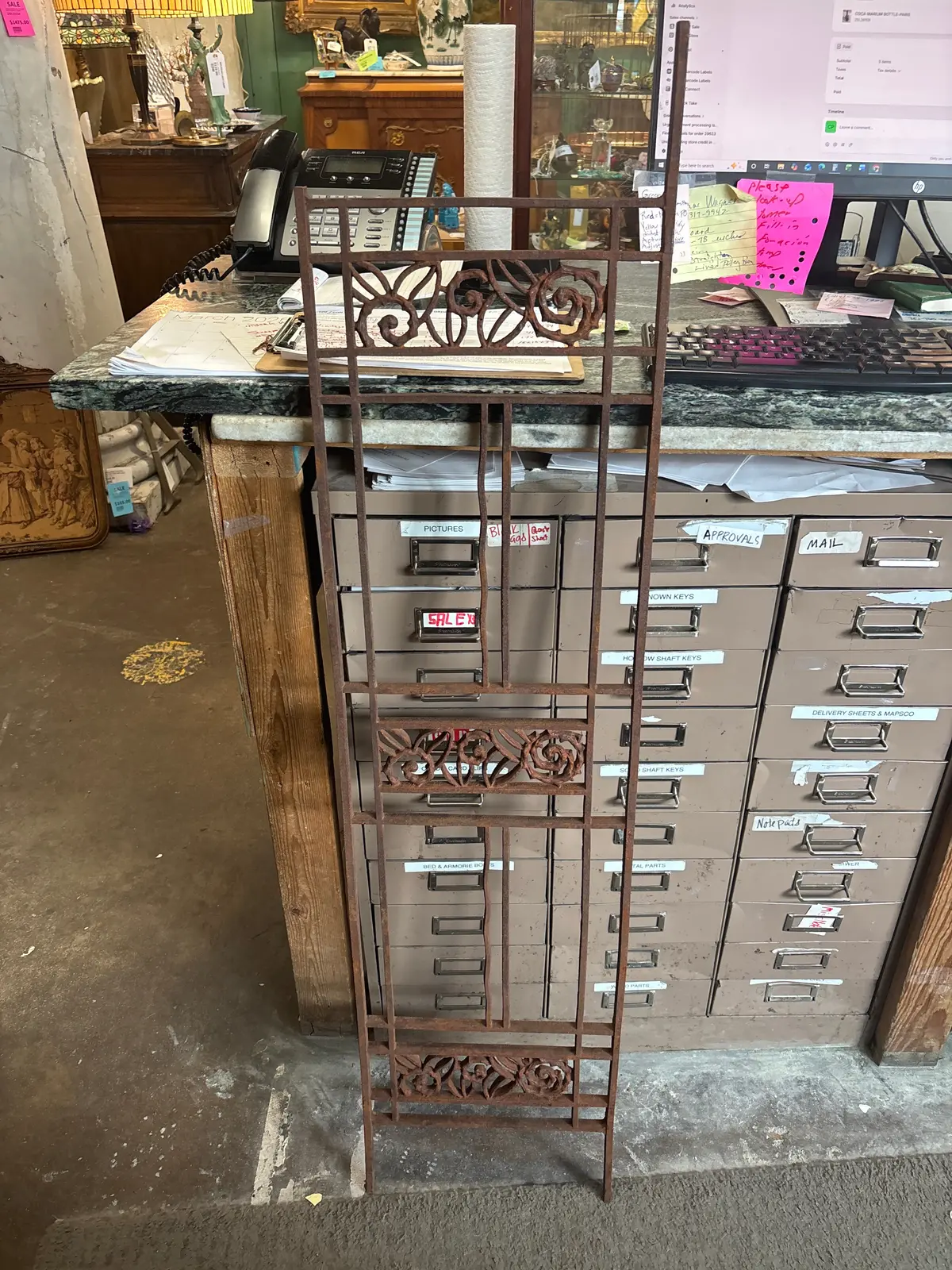 Art Deco Iron Fence Panel With Ovals 1
