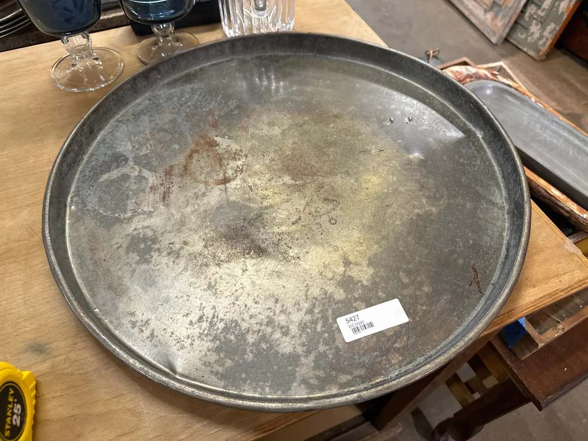 Large Round Industrial Metal Serving Tray 1