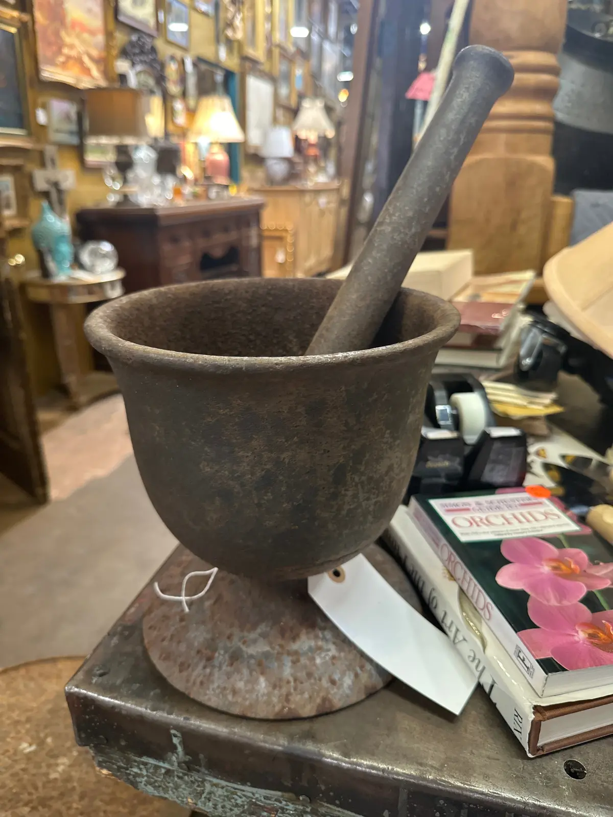 Large Cast Iron Apothecary Mortar And Pestle 1
