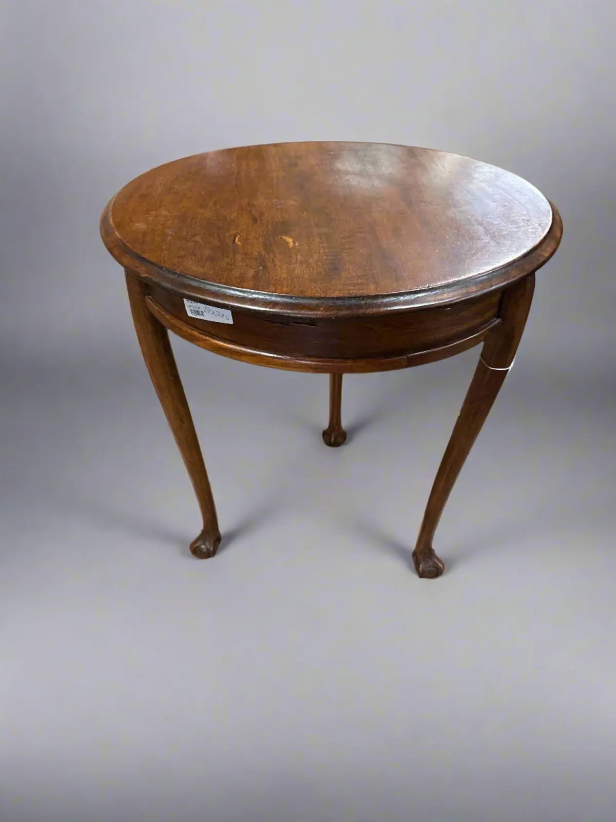 Round Walnut 3 Legged Side Table With Ball And Claw Feet 1