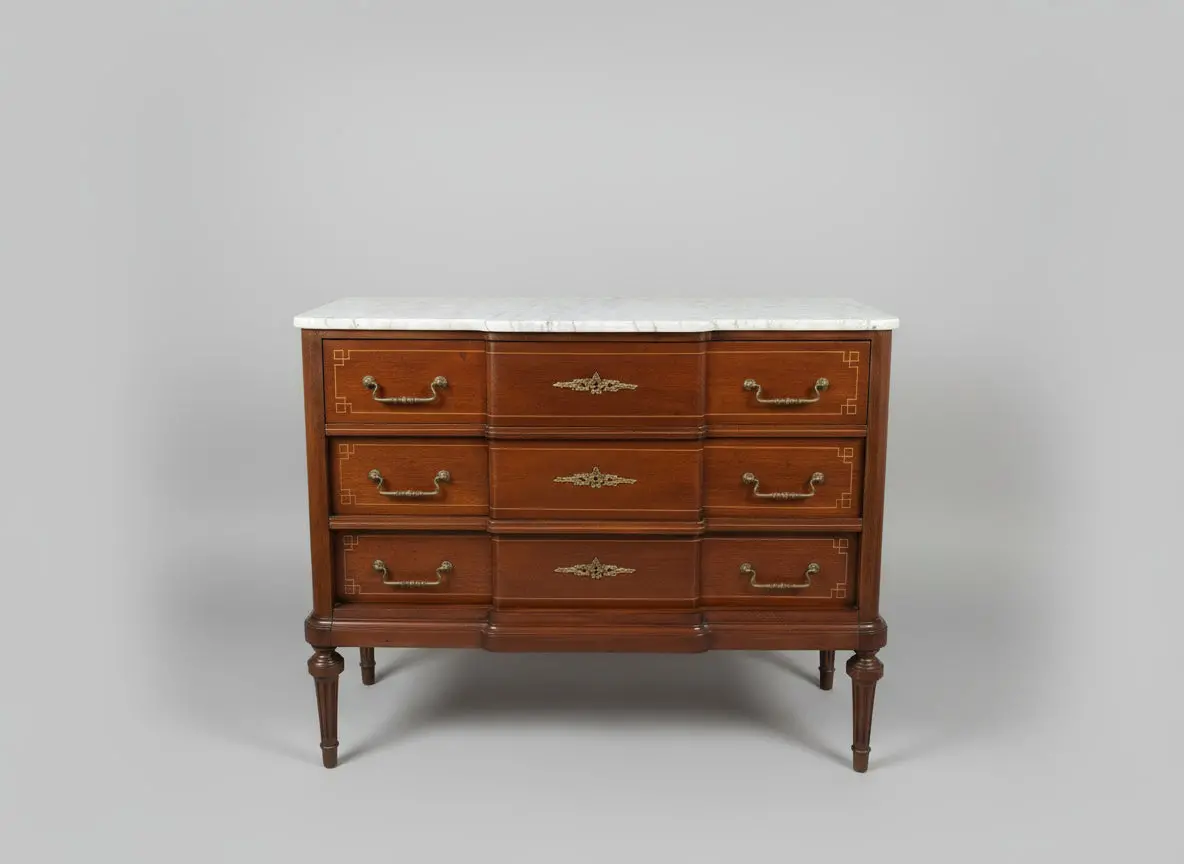 Louis Xvi White Marble Top 3 Drawer Mahogany Chest 1