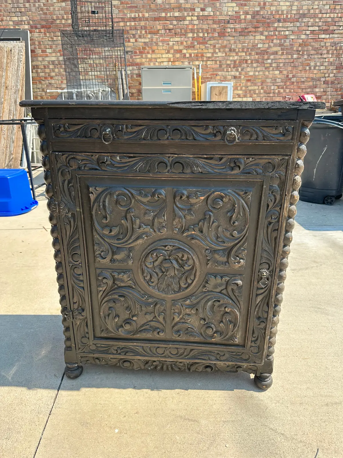 Vintage Mexcian Carved Jam Cabinet 1