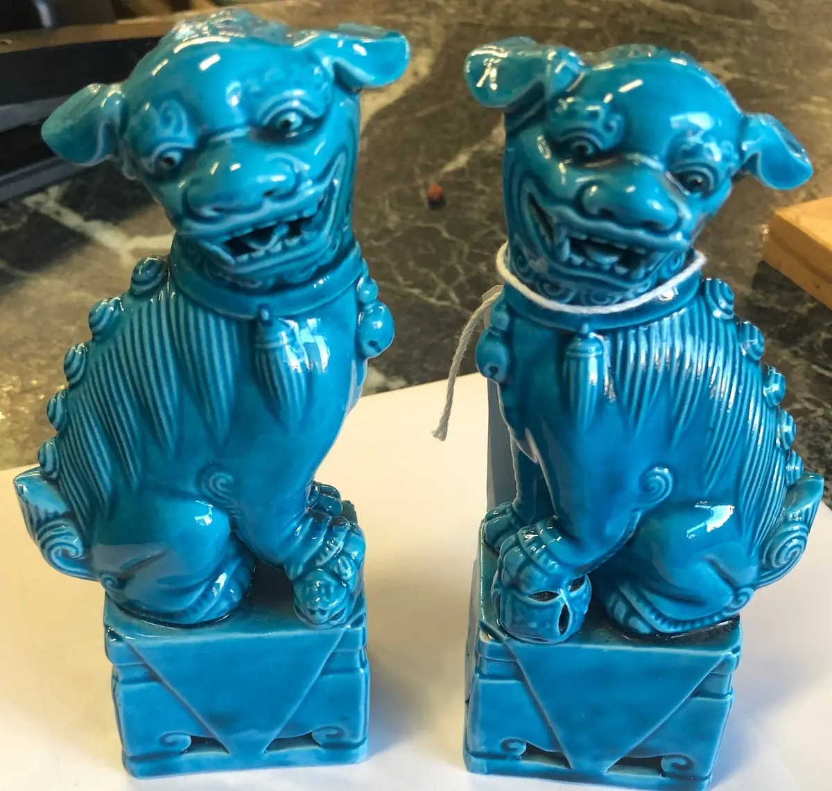 Pair Of Small Turquoise Foo Dogs 1